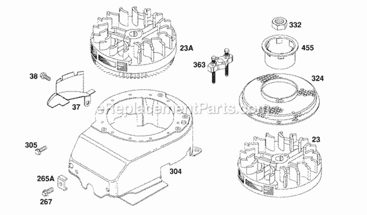 Blower Hsg Flywheels Diagram and Parts List for  Briggs and Stratton Engine